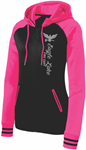 Ladies Varsity Fleece Full Zip Hooded Jacket GLITTER DESIGN Ladies Varsity Full Zip Hoodie